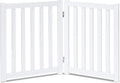 2-Panel Wooden Free Standing Foldable Dog Gate Indoor – Solid Hardwood 24" High, Step-Over Safety Pet Gate for Doorways, Stairs & Small Spaces - Indoor Use, White